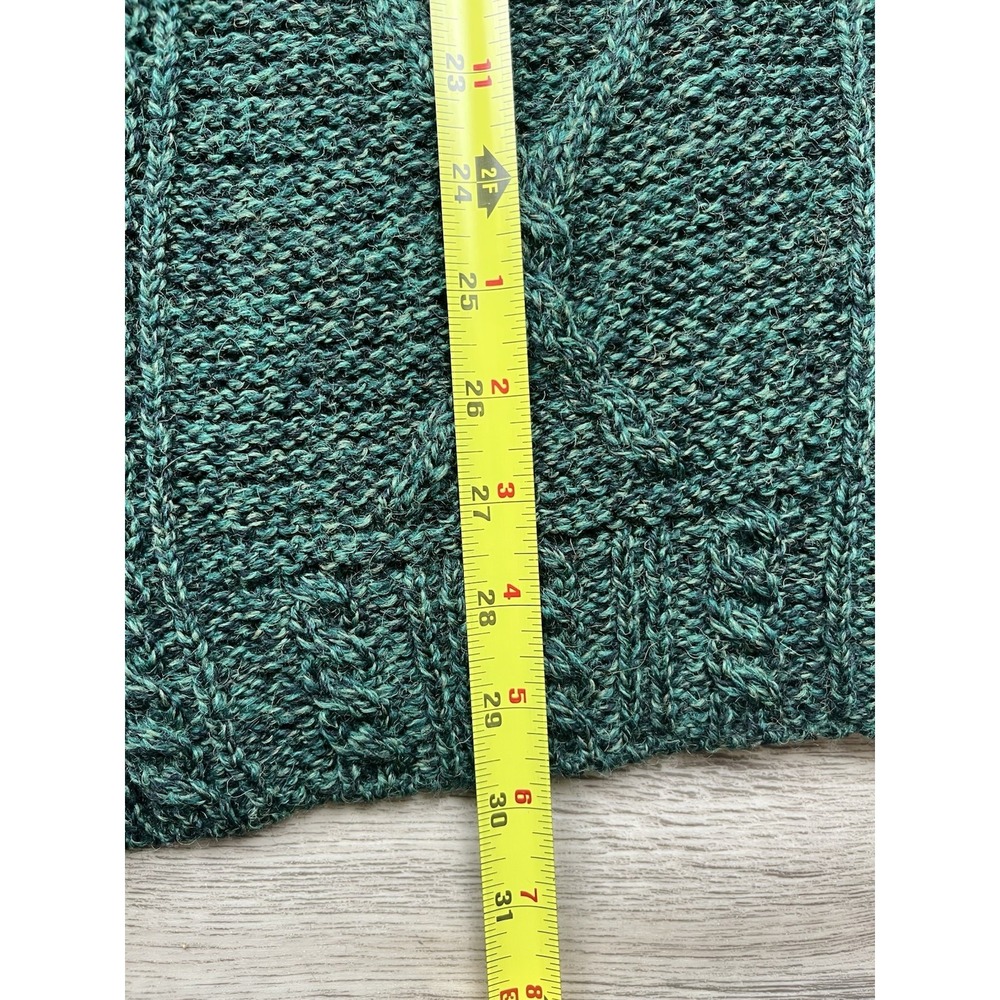 Carraig Donn Aran Green Cardigan Sweater Women XL 100 Pure New Wool Made Ireland - Picture 8 of 13
